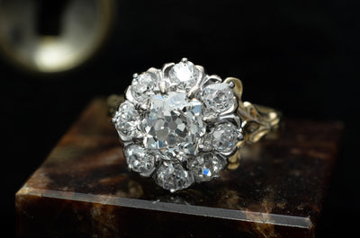 2.5CTW OLD MINE CUT ENGAGEMENT RING - SinCityFinds Jewelry