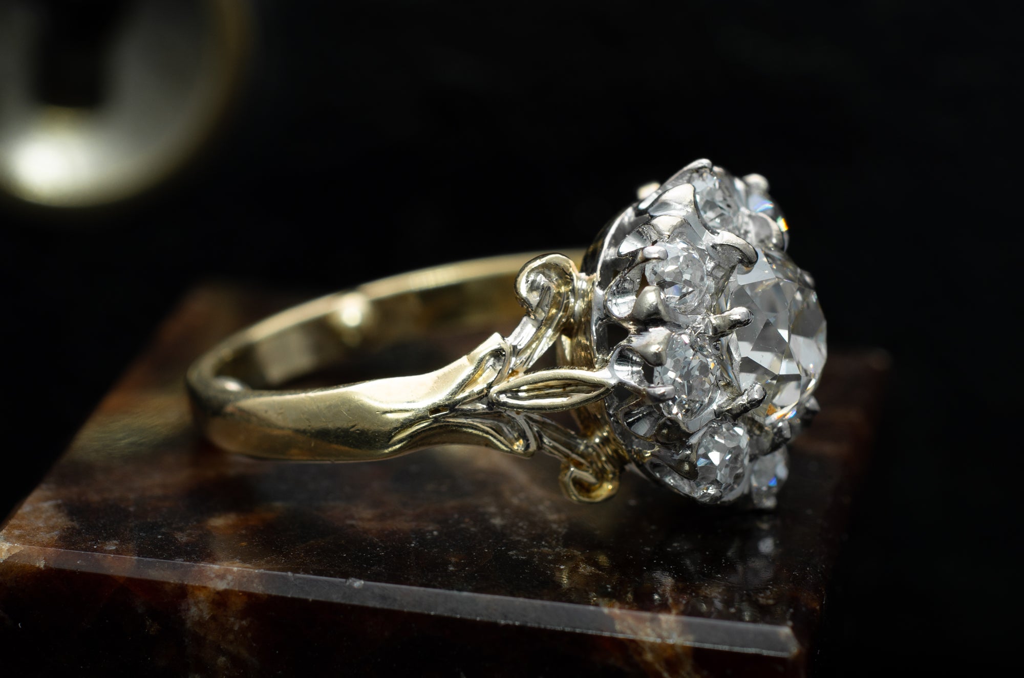 2.5CTW OLD MINE CUT ENGAGEMENT RING - SinCityFinds Jewelry