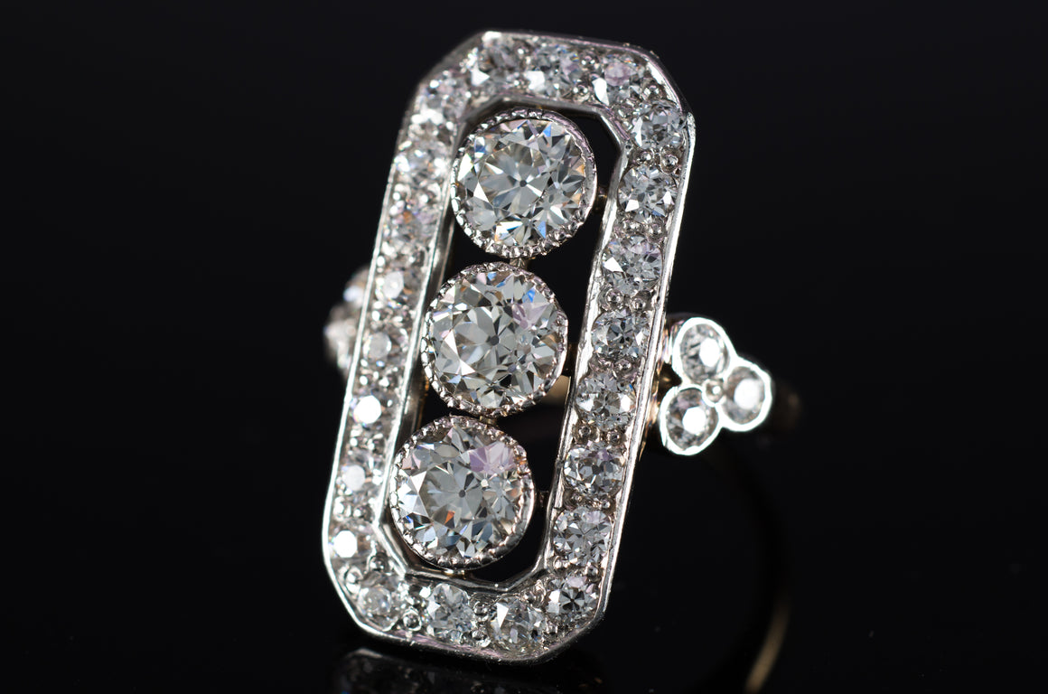 3.4CTW OLD EUROPEAN CUT DIAMOND RING - SinCityFinds Jewelry