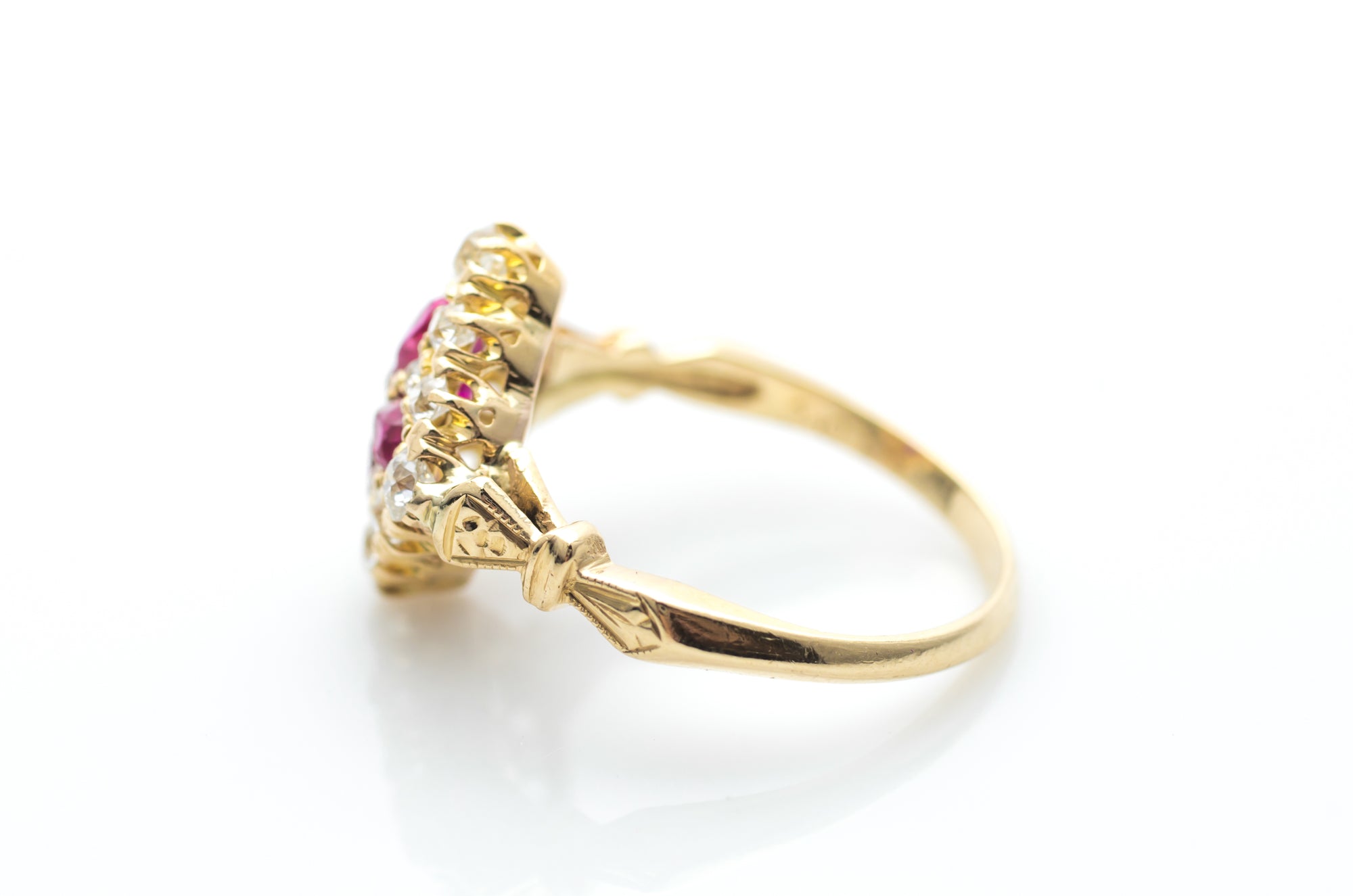 EDWARDIAN QUATREFOIL RUBY AND OLD EUROPEAN CUT DIAMOND RING - SinCityFinds Jewelry