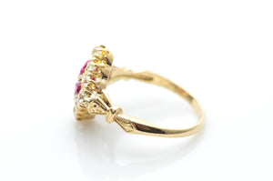 EDWARDIAN QUATREFOIL RUBY AND OLD EUROPEAN CUT DIAMOND RING - SinCityFinds Jewelry