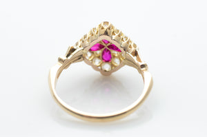 EDWARDIAN QUATREFOIL RUBY AND OLD EUROPEAN CUT DIAMOND RING - SinCityFinds Jewelry