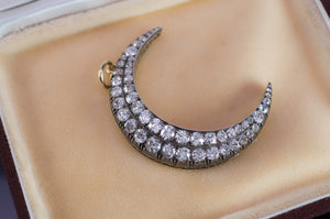 5.3CTW ANTIQUE DIAMOND CRESCENT BROOCH - SinCityFinds Jewelry