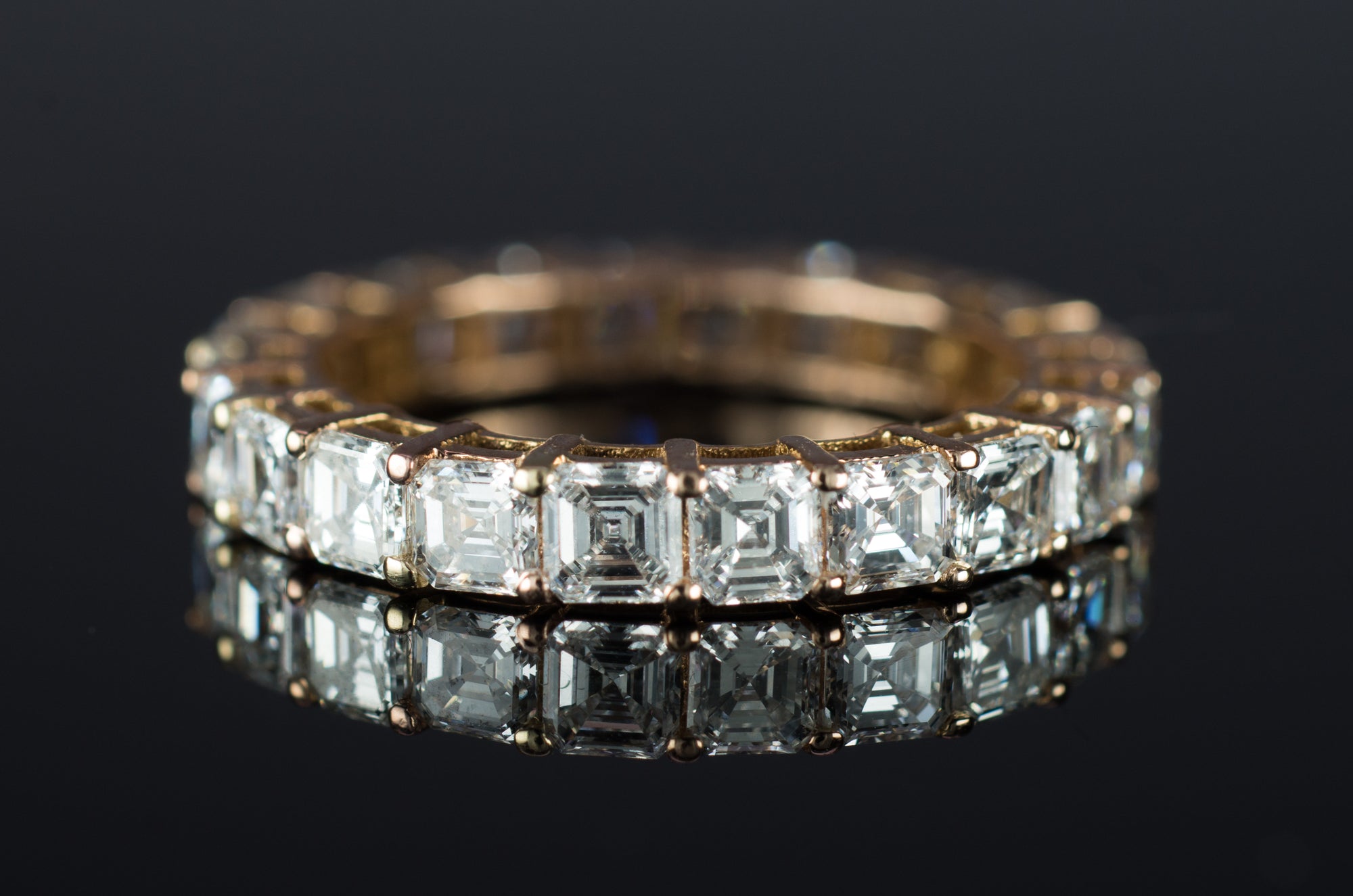 3.2CTW ASSCHER CUT ETERNITY 18K GOLD - SinCityFinds Jewelry