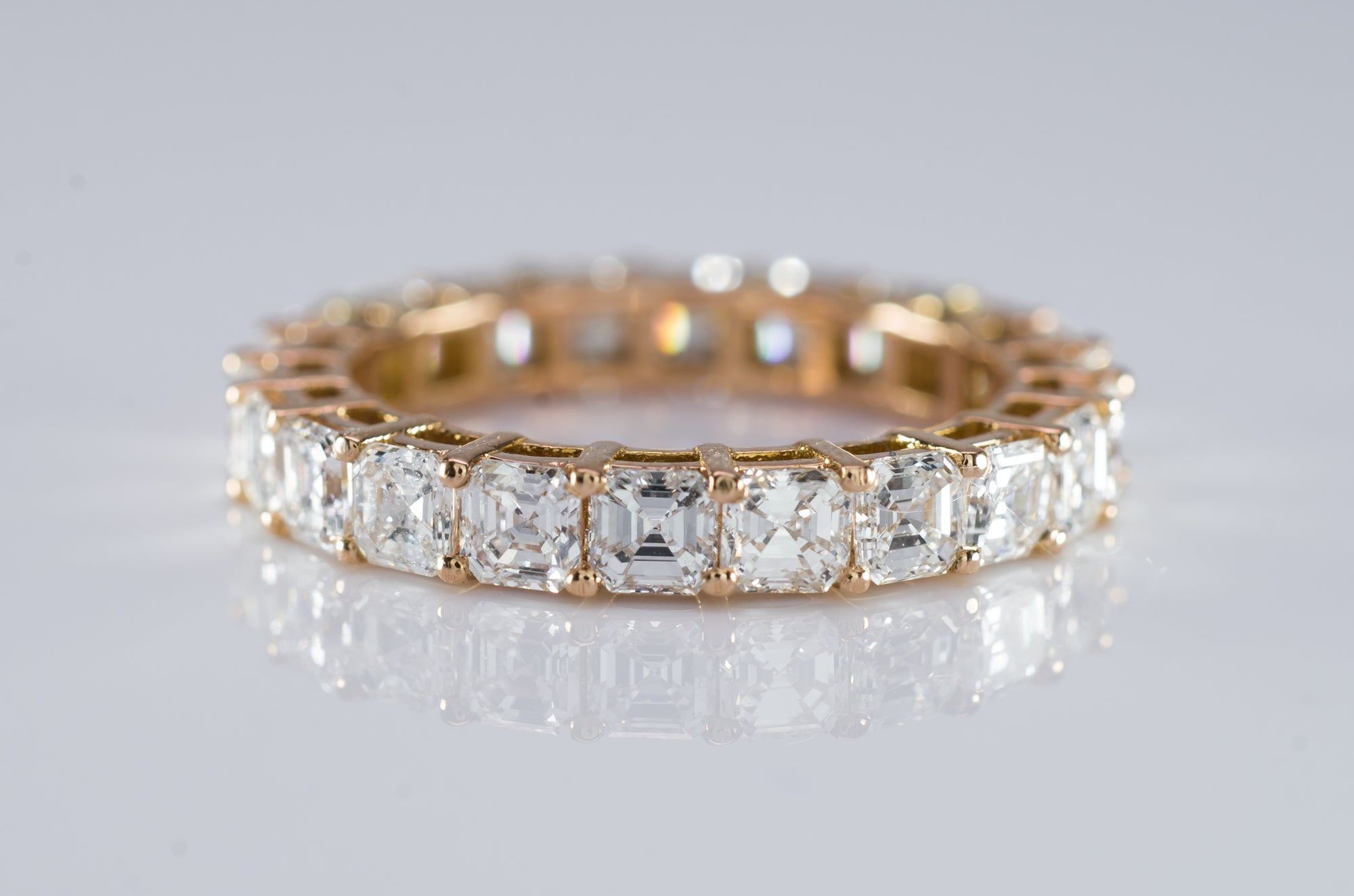 3.2CTW ASSCHER CUT ETERNITY 18K GOLD - SinCityFinds Jewelry