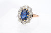 EDWARDIAN CEYLON SAPPHIRE AND MINE CUT DIAMOND RING - SinCityFinds Jewelry
