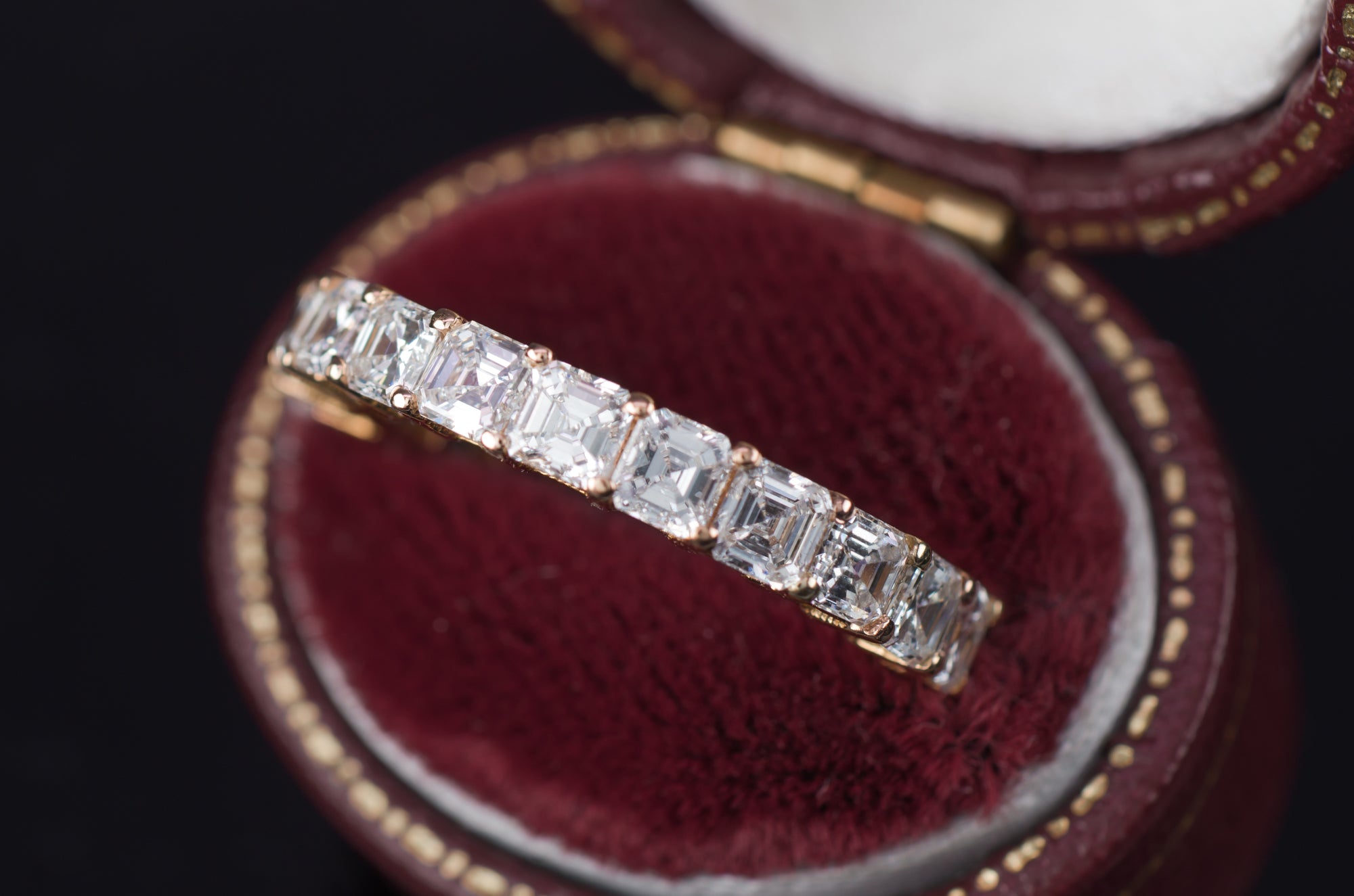 3.2CTW ASSCHER CUT ETERNITY 18K GOLD - SinCityFinds Jewelry
