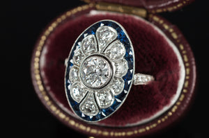 OEC DIAMOND AND SAPPHIRE RING IN PLATINUM - SinCityFinds Jewelry