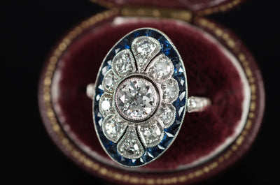 OEC DIAMOND AND SAPPHIRE RING IN PLATINUM - SinCityFinds Jewelry
