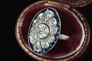 OEC DIAMOND AND SAPPHIRE RING IN PLATINUM - SinCityFinds Jewelry