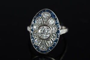 OEC DIAMOND AND SAPPHIRE RING IN PLATINUM - SinCityFinds Jewelry