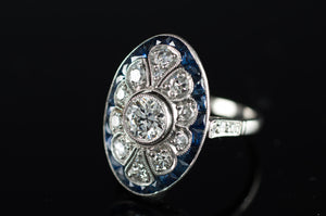 OEC DIAMOND AND SAPPHIRE RING IN PLATINUM - SinCityFinds Jewelry