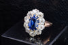 EDWARDIAN CEYLON SAPPHIRE AND MINE CUT DIAMOND RING - SinCityFinds Jewelry