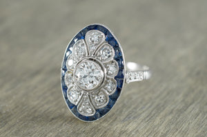 OEC DIAMOND AND SAPPHIRE RING IN PLATINUM - SinCityFinds Jewelry