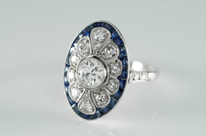 OEC DIAMOND AND SAPPHIRE RING IN PLATINUM - SinCityFinds Jewelry