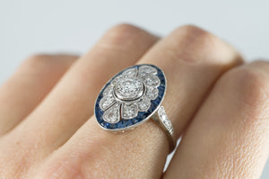 OEC DIAMOND AND SAPPHIRE RING IN PLATINUM - SinCityFinds Jewelry