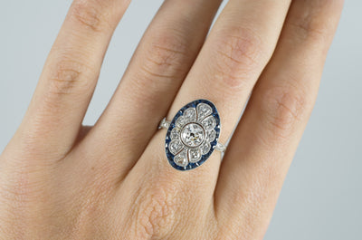 OEC DIAMOND AND SAPPHIRE RING IN PLATINUM - SinCityFinds Jewelry