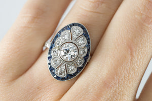 OEC DIAMOND AND SAPPHIRE RING IN PLATINUM - SinCityFinds Jewelry