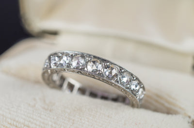 ROSE CUT DIAMOND ETERNITY BAND IN PLATINUM - SinCityFinds Jewelry