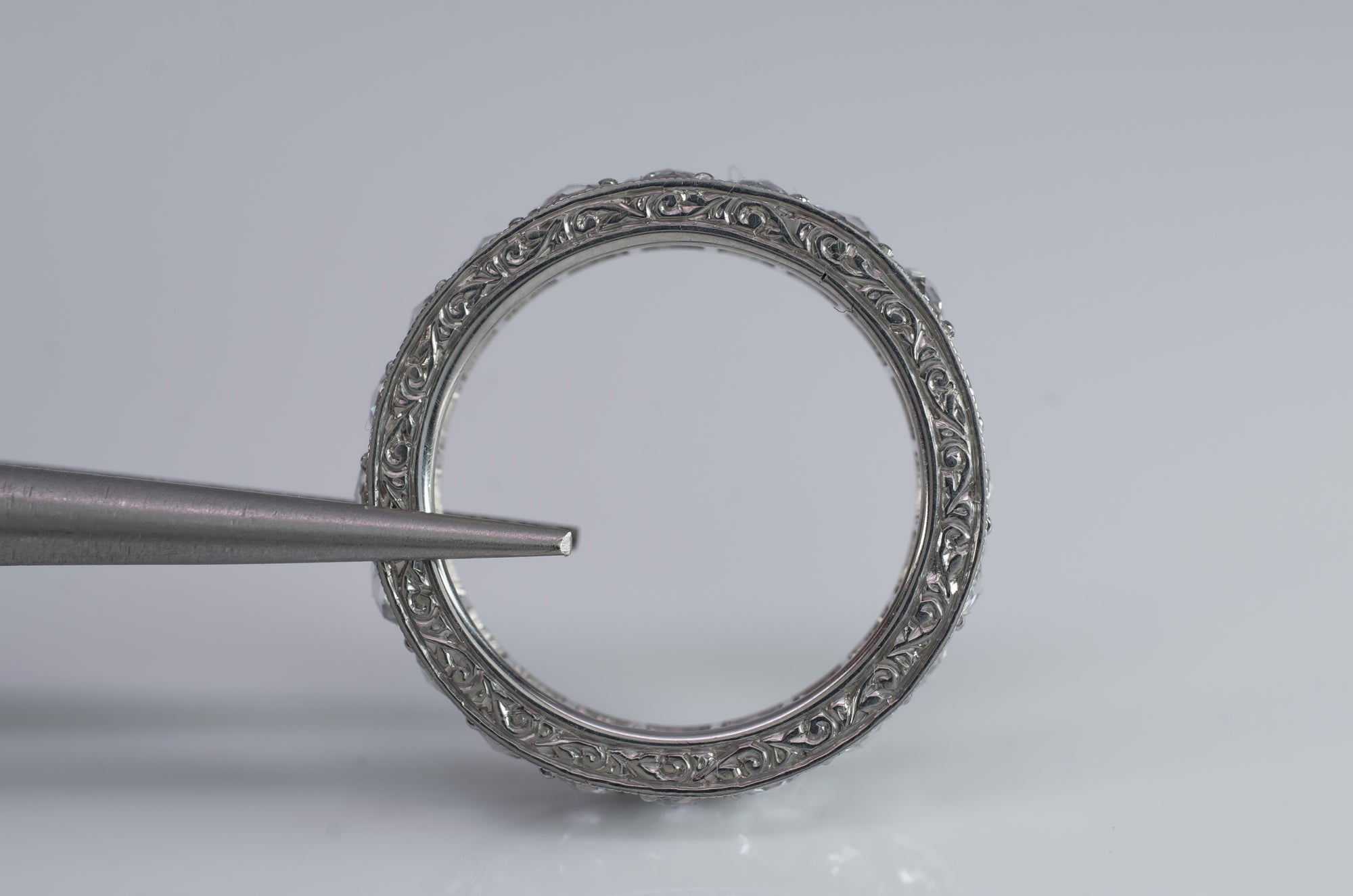 ROSE CUT DIAMOND ETERNITY BAND IN PLATINUM - SinCityFinds Jewelry