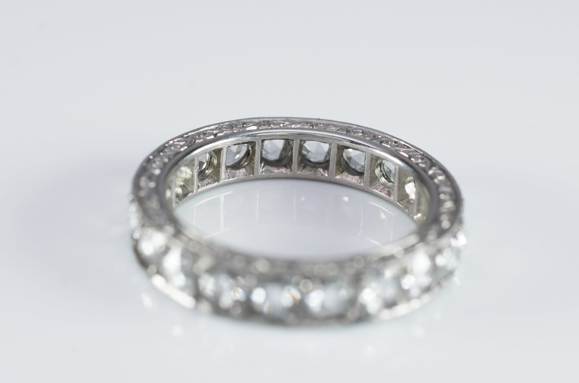 ROSE CUT DIAMOND ETERNITY BAND IN PLATINUM - SinCityFinds Jewelry