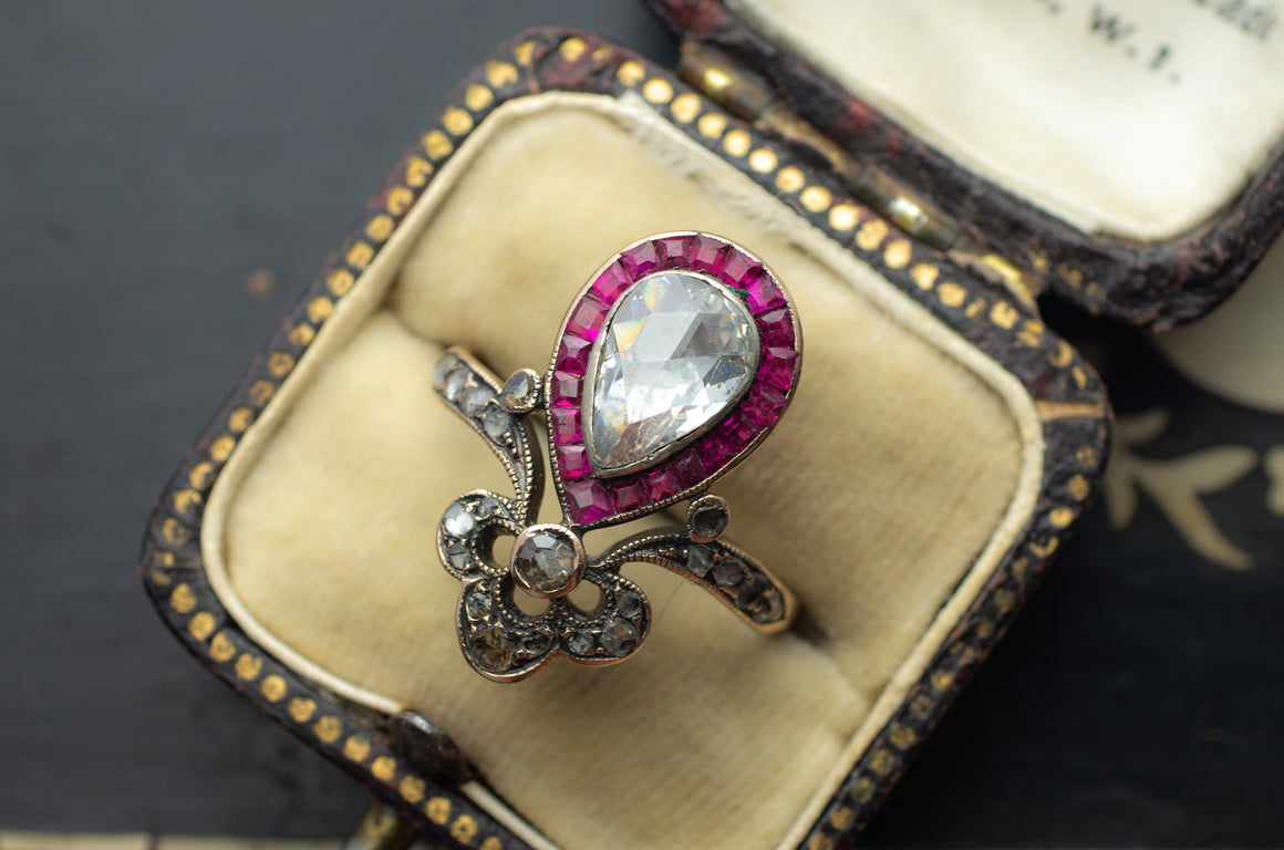 ANTIQUE RUSSIAN ROSE CUT DIAMOND TIARA RING - SinCityFinds Jewelry