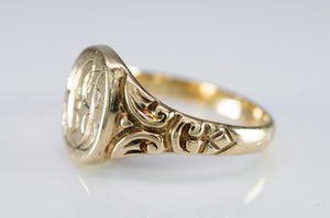 VINTAGE  YELLOW GOLD SIGNET RING "CJ" - SinCityFinds Jewelry