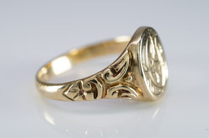 VINTAGE  YELLOW GOLD SIGNET RING "CJ" - SinCityFinds Jewelry