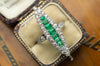 EMERALD AND OLD EUROPEAN CUT DIAMOND NAVETTE - SinCityFinds Jewelry