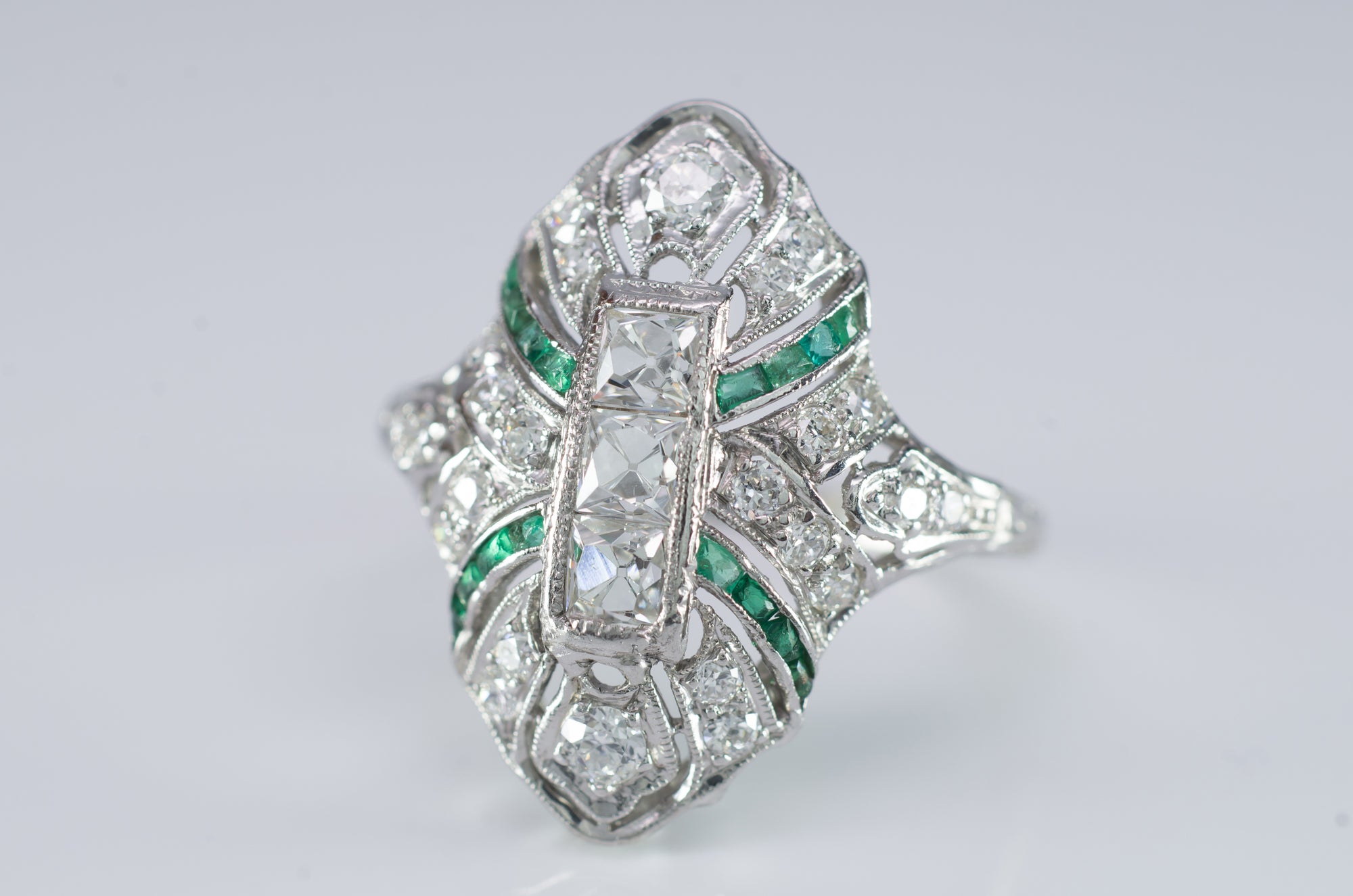 FRENCH CUT DIAMOND RING IN PLATINUM - SinCityFinds Jewelry