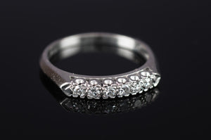 VINTAGE PLATINUM AND SINGLE CUT DIAMOND HALF BAND - SinCityFinds Jewelry