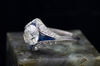 DECO INSPIRED SAPPHIRE RING WITH 1.59CT GIA K VVS2 OEC CENTER - SinCityFinds Jewelry