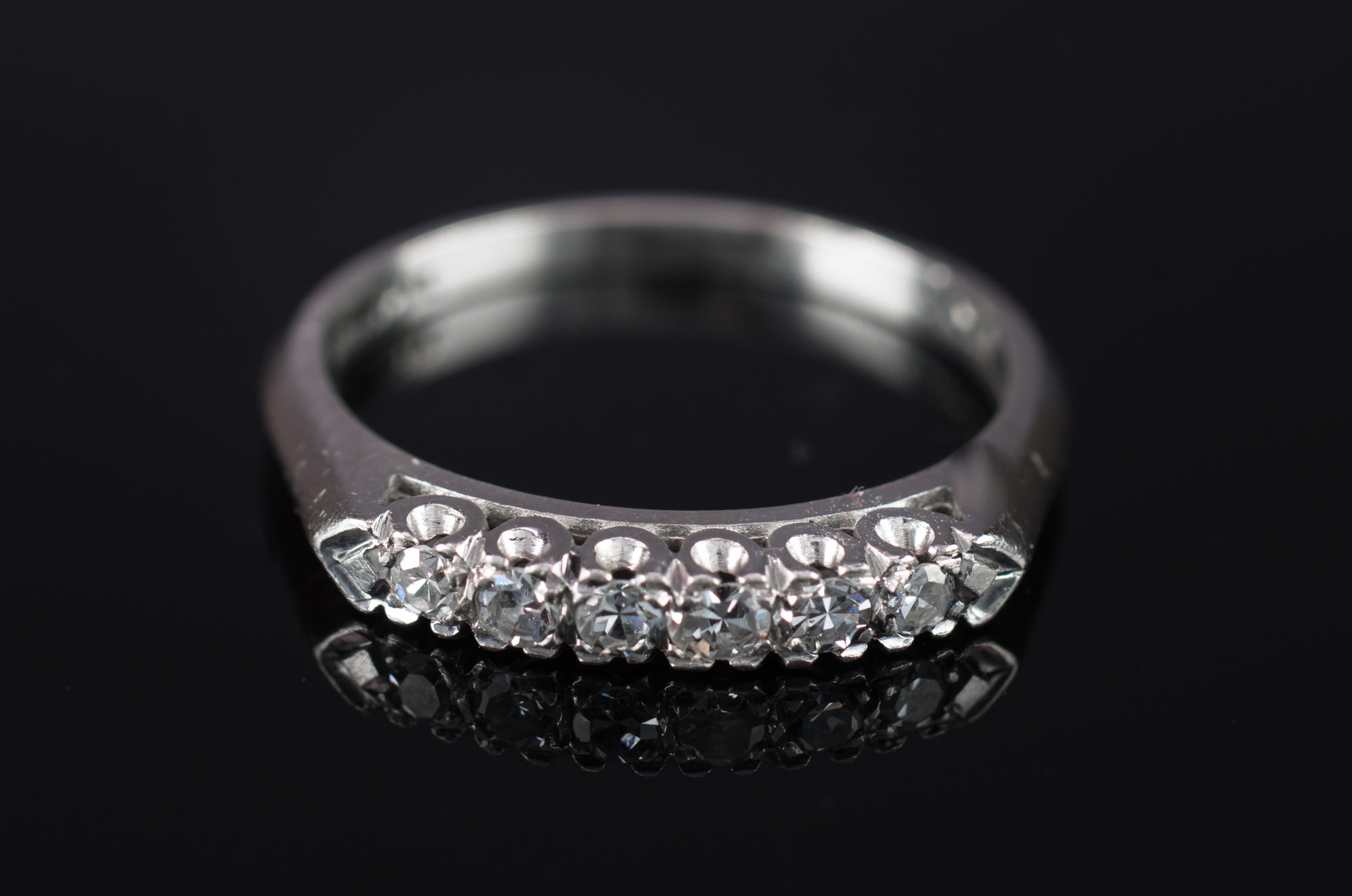 VINTAGE PLATINUM AND SINGLE CUT DIAMOND HALF BAND - SinCityFinds Jewelry
