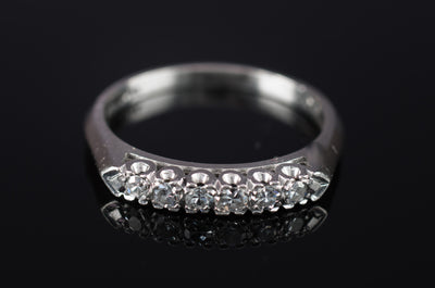 VINTAGE PLATINUM AND SINGLE CUT DIAMOND HALF BAND - SinCityFinds Jewelry