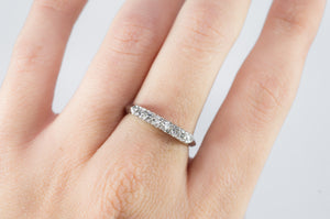 VINTAGE PLATINUM AND SINGLE CUT DIAMOND HALF BAND - SinCityFinds Jewelry