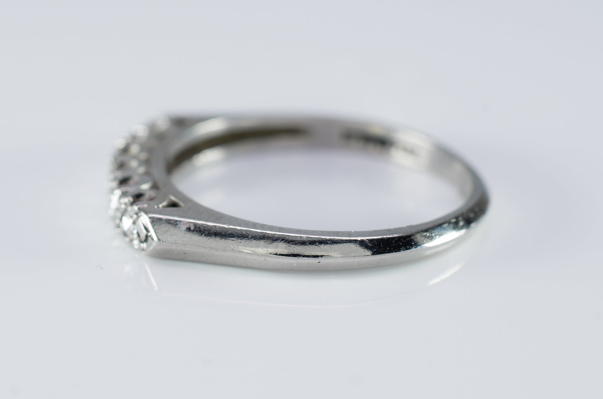 VINTAGE PLATINUM AND SINGLE CUT DIAMOND HALF BAND - SinCityFinds Jewelry