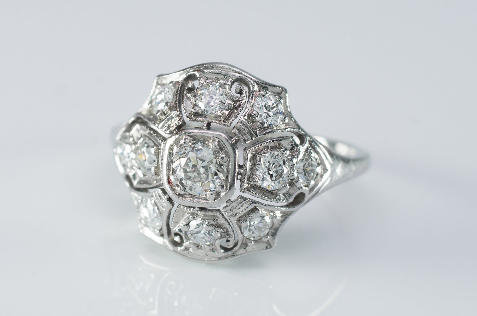 0.79CTW VINTAGE  OLD EUROPEAN CUT DIAMOND RING - SinCityFinds Jewelry