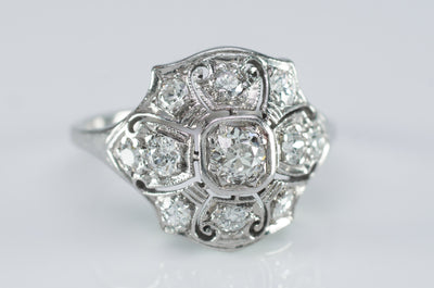 0.79CTW VINTAGE  OLD EUROPEAN CUT DIAMOND RING - SinCityFinds Jewelry
