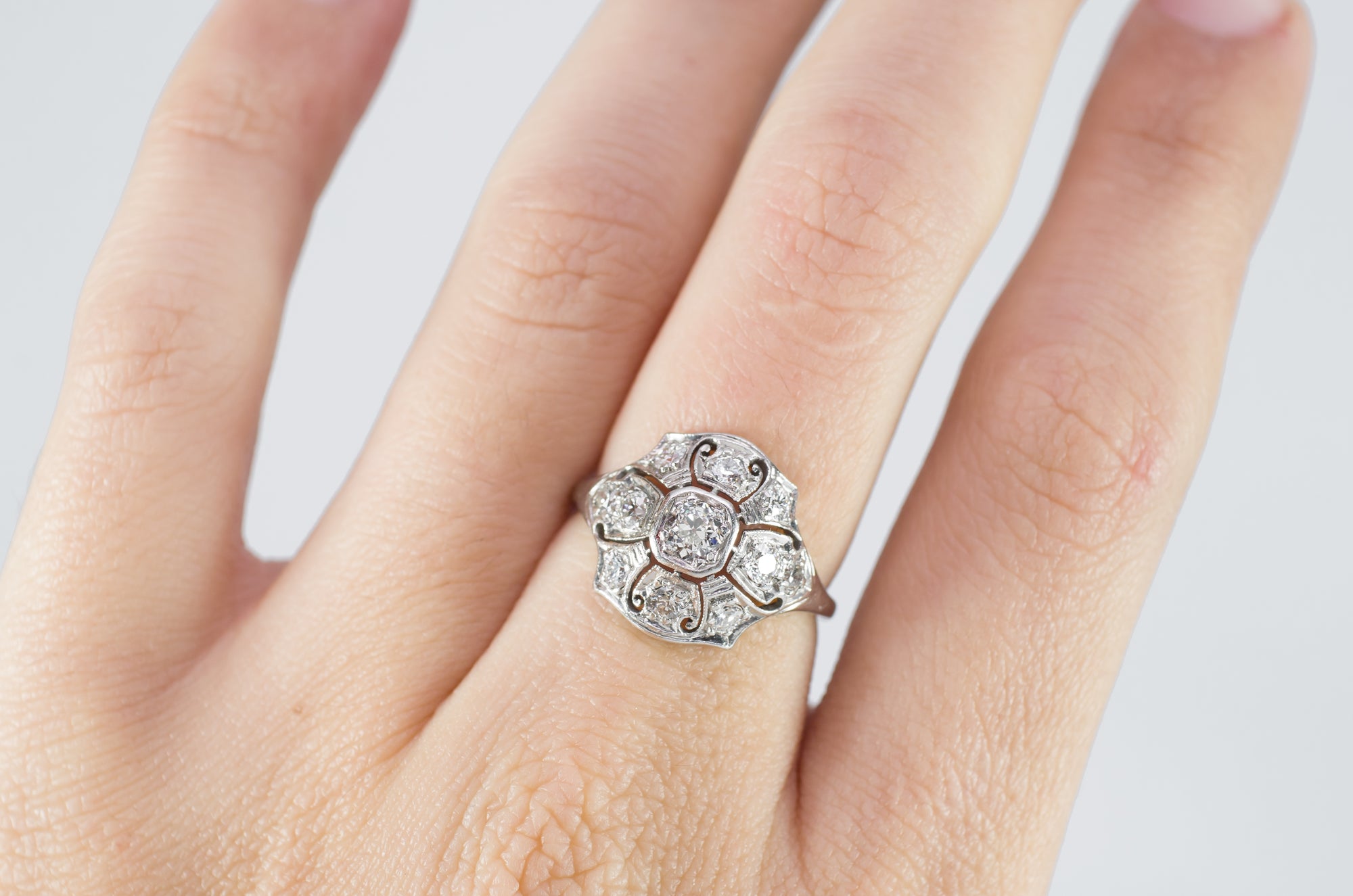 0.79CTW VINTAGE  OLD EUROPEAN CUT DIAMOND RING - SinCityFinds Jewelry