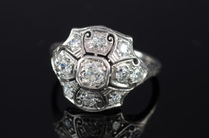 0.79CTW VINTAGE  OLD EUROPEAN CUT DIAMOND RING - SinCityFinds Jewelry