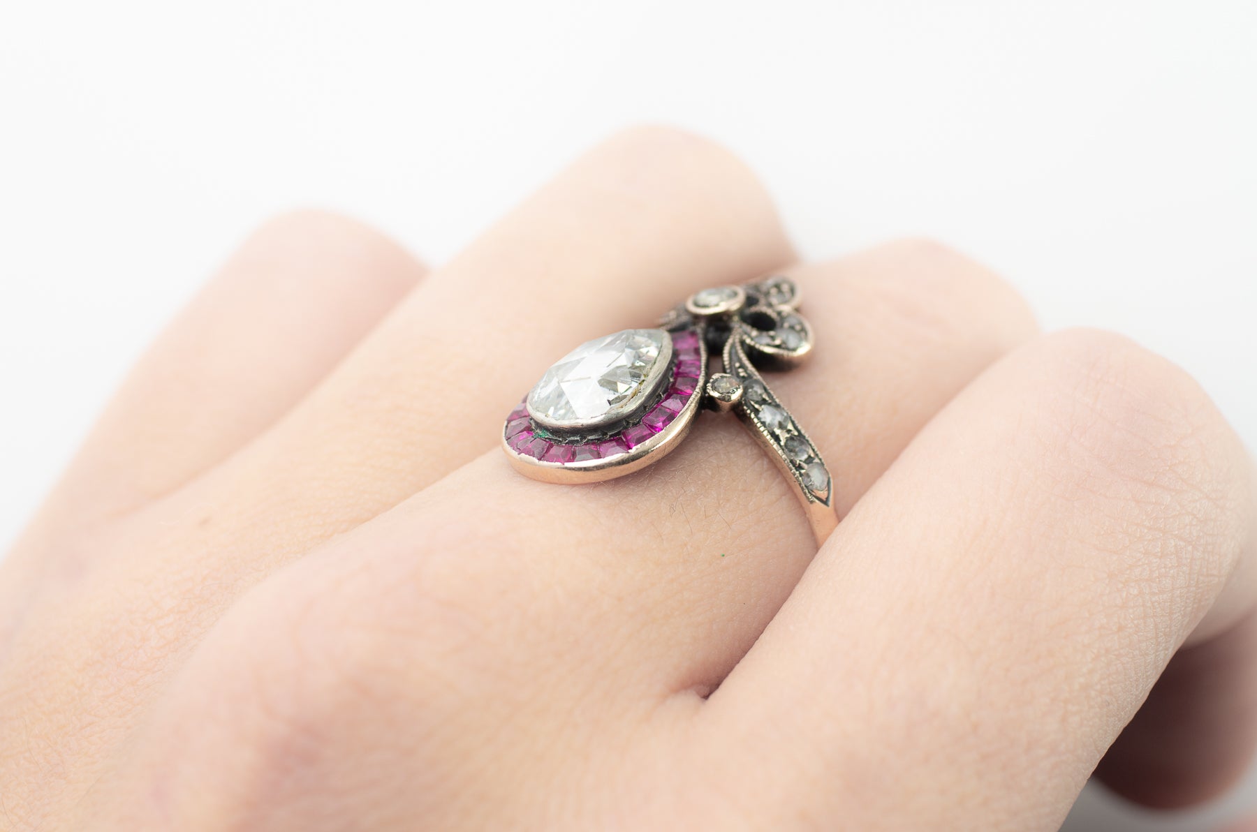 ANTIQUE RUSSIAN ROSE CUT DIAMOND TIARA RING - SinCityFinds Jewelry