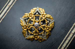 ART NOUVEAU 18K GOLD BROOCH - SinCityFinds Jewelry