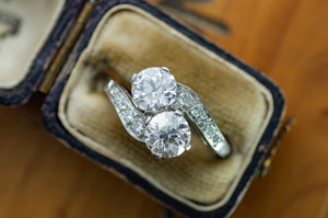 VINTAGE PLATINUM OLD EUROPEAN CUT TOI ET MOI RING - SinCityFinds Jewelry