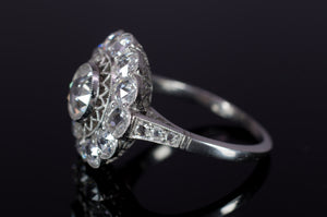 ROSE CUT DIAMOND HALO RING IN PLATINUM - SinCityFinds Jewelry