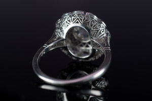 ROSE CUT DIAMOND HALO RING IN PLATINUM - SinCityFinds Jewelry