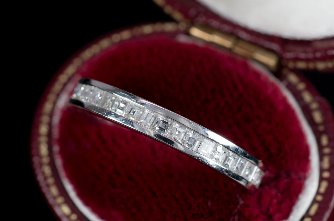 CARRE CUT ETERNITY BAND IN WHITE GOLD - SinCityFinds Jewelry