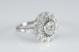 ROSE CUT DIAMOND HALO RING IN PLATINUM - SinCityFinds Jewelry