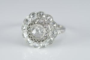 ROSE CUT DIAMOND HALO RING IN PLATINUM - SinCityFinds Jewelry