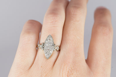 VINTAGE OLD CUT DIAMOND NAVETTE RING - SinCityFinds Jewelry