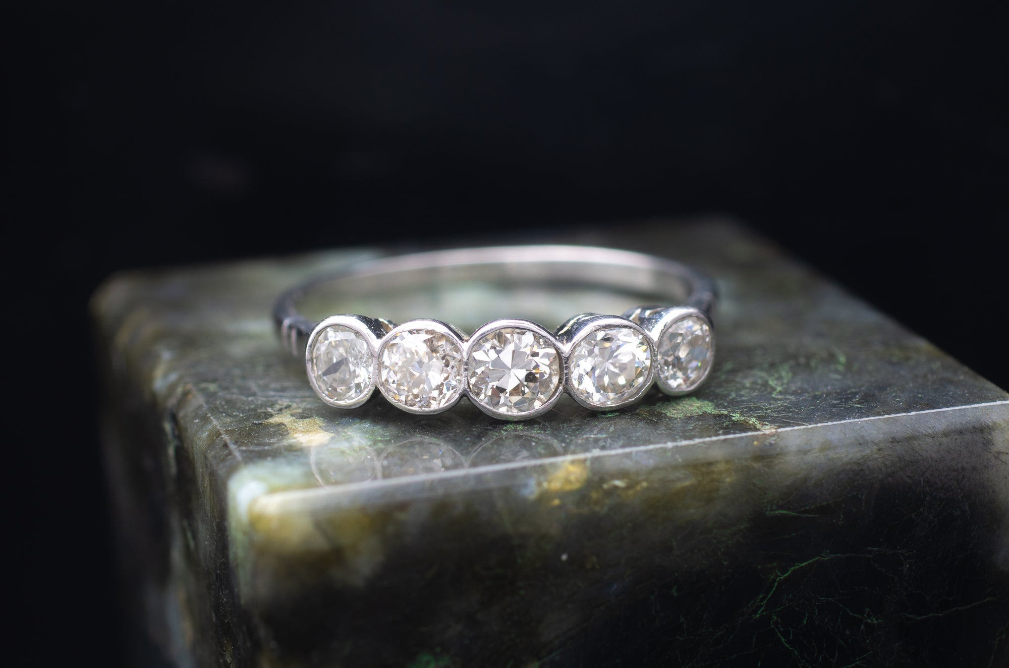 0.85CT FIVE STONE DIAMOND RING IN PLATINUM - SinCityFinds Jewelry